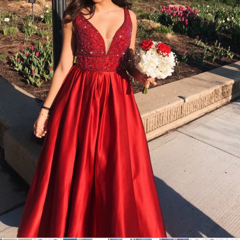 JOVANI 00 RED PROM DRESS - Picture 1 of 5